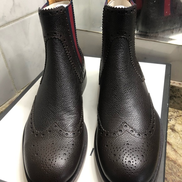 Gucci Leather Boots with Web - Picture 3 of 11